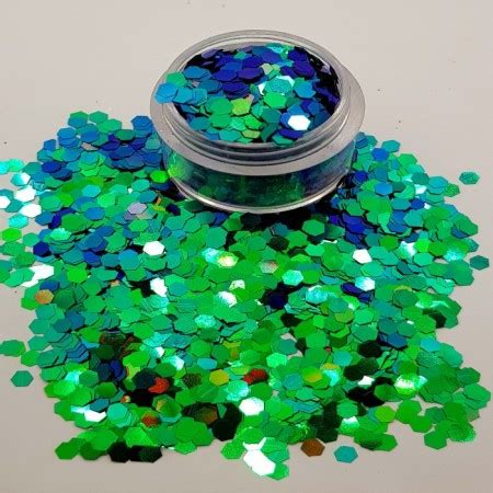 large glitter flakes|large bottle of green glitter.